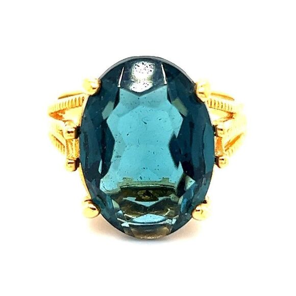 Stunning 18K GE Blue Stone Ring - Picture 1 of 6